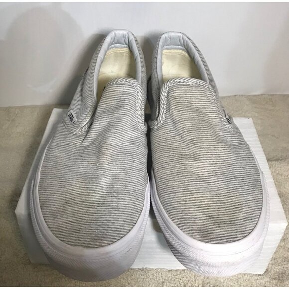 Vans Shoes Sneakers Skate Gray White Striped Slip On Sz 7.5 Mens 9 Wms 500714 - Picture 4 of 8